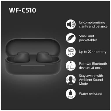 Sony WF-C510 true wireless in-ear høretelefoner (sort)