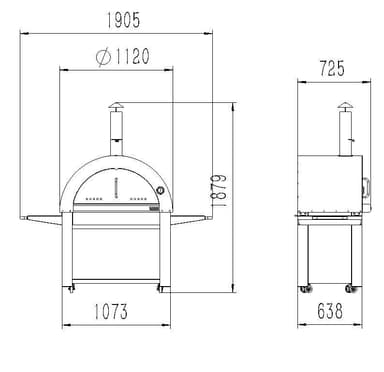 Myoutdoorkitchen – Træfyret pizzaovn – Chicago (Rustfri)