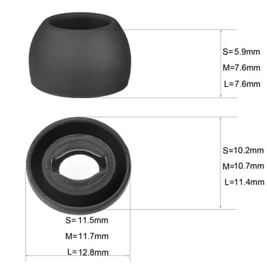 6 par erstatningsørepuder til TWS Samsung Galaxy Buds Pro Sort