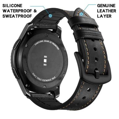 Armband Samsung Gear S3 Classic Frontier Galaxy Watch 22 mm Laeder Sort Elgiganten Elgiganten