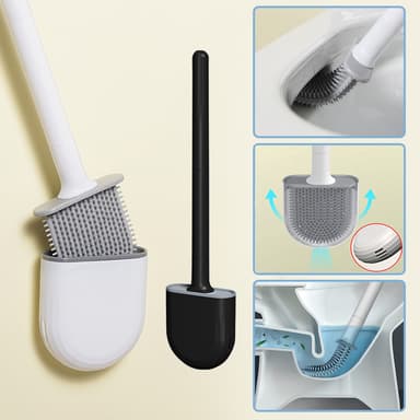 Toiletbørste med holder TPU Sort