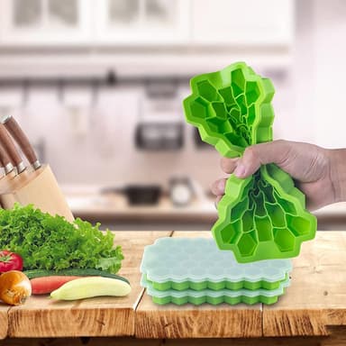 Silikone isterningbakke med låg 2-pak Blå