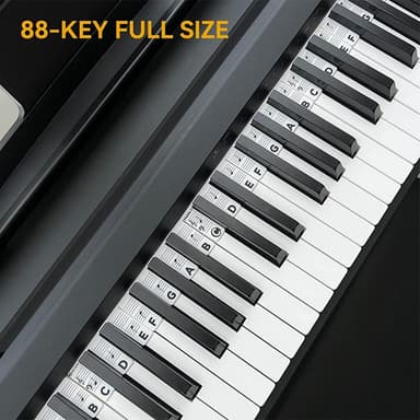 Aftagelige klaver- og keyboardetiketter 88 tangenter Hvid