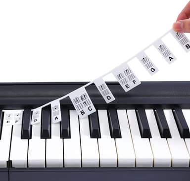 Aftagelige klaver- og keyboardetiketter 88 tangenter Hvid