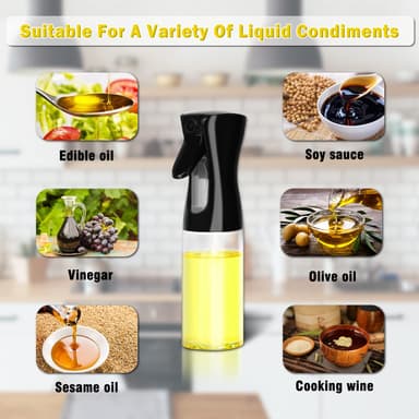 Glas sprayflaske til olie 200 ml Sort