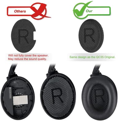 Ørepuder til Bose QC35 I/II, QC25, QC15, QC 2 AE 2, AE 2i, AE 2w, SoundTrue, SoundLink Sort