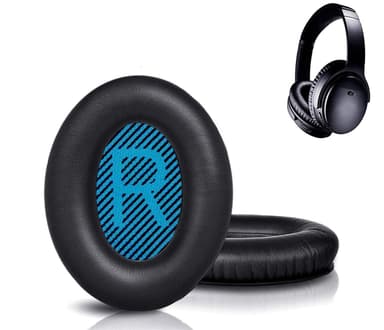 Højkvalitets ørepuder til Bose QC 35/25/15 hovedtelefoner 1 par Sort + blå