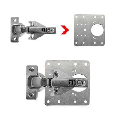 Reparationsplade til hængslede møbler 9x9 cm rustfrit stål 2-pak