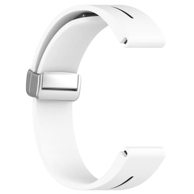 20 mm silikone magnetisk urrem med spænde til Garmin Vivomove Trend, Forerunner Hvid