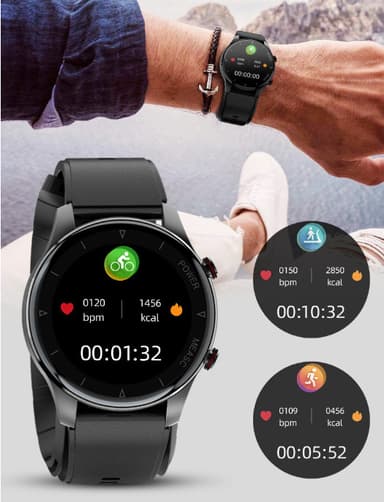 Smartwatch med blodiltnings- og blodtryksmåler Brun