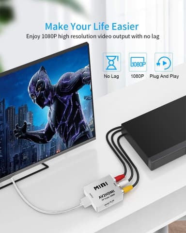 RCA til HDMI-adapter/signalomformer Hvid