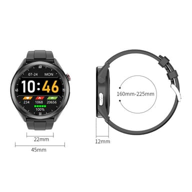 Smartwatch med trænings- og sundhedsovervågning Sort