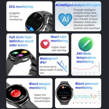 Smartwatch med trænings- og sundhedsovervågning Sort