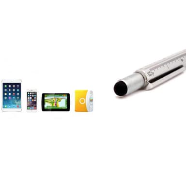 Multifunktions stylus pen med lineal, vaterpas, skruetrækker Sølv