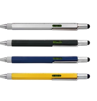 Multifunktions stylus pen med lineal, vaterpas, skruetrækker Sølv