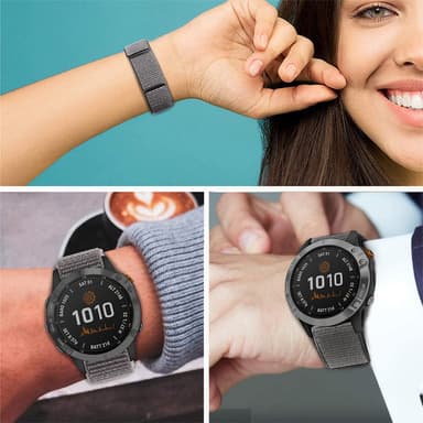 Urrem Garmin Fenix 7X/6X/5X/3/D2 Bravo/Descent MK1 Grå