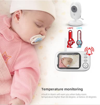 Videomonitor med kamera 2.4G transmission, 2-vejs lyd, infrarødt nattesyn