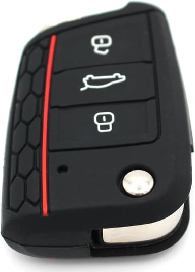Silikone bilnøgledæksel Golf 7/Lingdu/New Octavia/Karoq/Kodiak/Komik/Yedi Sort+rød