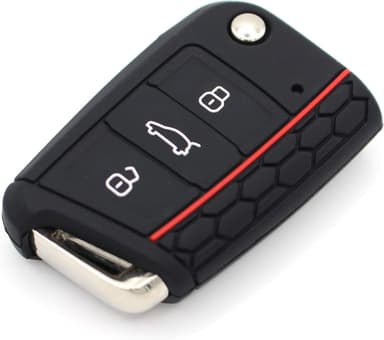 Silikone bilnøgledæksel Golf 7/Lingdu/New Octavia/Karoq/Kodiak/Komik/Yedi Sort+rød