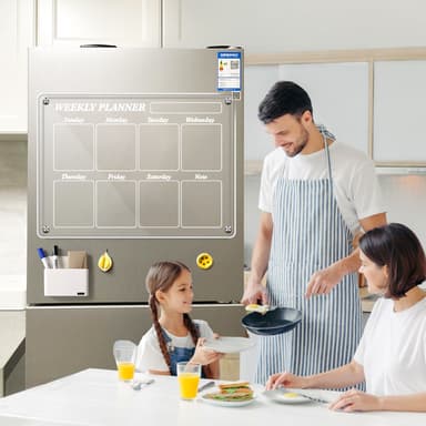 Magnetisk Dry Erase Board til køleskab, Genanvendelig Magnetic Week Planner Kalender Gennemsigtig