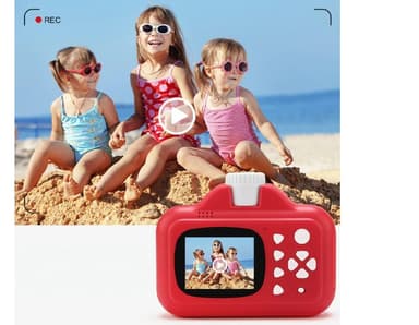 Børnekamera med WIFI og direkte print, 32GB hukommelseskort, 1080P video, Pink
