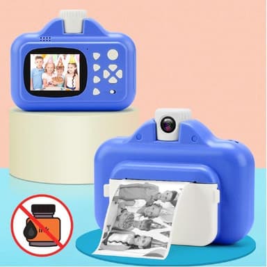 Børnekamera med WIFI og direkte print, 32GB hukommelseskort, 1080P video, Pink