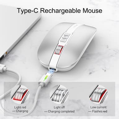Trådløs Bluetooth Silent Mouse Sølv