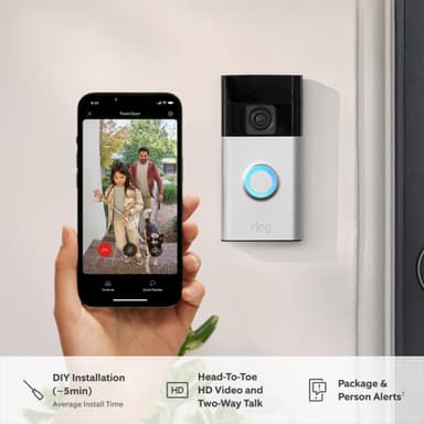 Ring Battery videodørklokke (mat nickel) + dørklokke (2. gen)