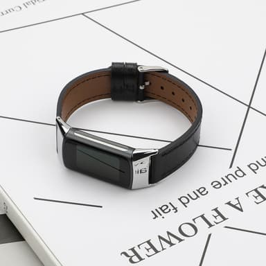 Læderarmbånd Fitbit Charge 5 armbånd læder Sort