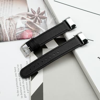 Læderarmbånd Fitbit Charge 5 armbånd læder Sort