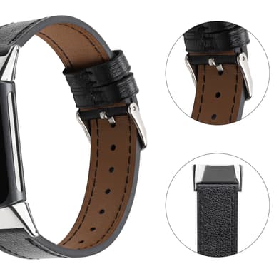 Læderarmbånd Fitbit Charge 5 armbånd læder Sort