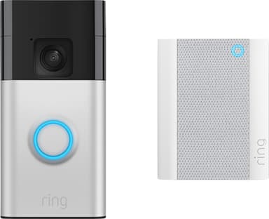 Ring Battery videodørklokke (mat nickel) + dørklokke (2. gen)