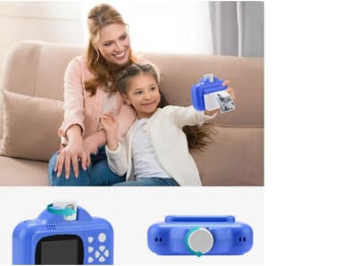 Børnekamera med WIFI og direkte print, 32GB hukommelseskort, 1080P video, Pink