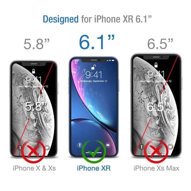 Skærmbeskytter iPhone XR Hærdet Glas Sort