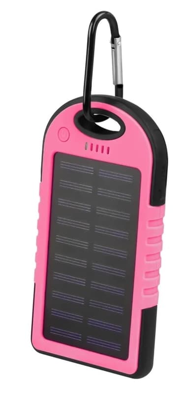 Setty powerbank med solceller, 5000 mAh, Pink