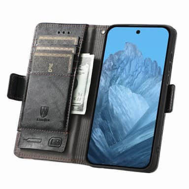 SKALO Google Pixel 9/9 Pro 002 Series CASENEO Premium PU-læderpung - Sort