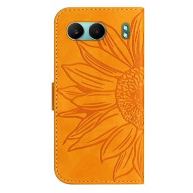 SKALO OnePlus Nord 4 Flower PU læderpung med prægning - Gul