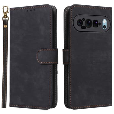 SKALO Google Pixel 9 Pro XL Flip Cover m. pung i PU-læder - Sort