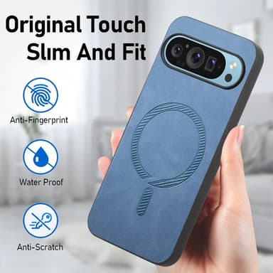 SKALO Google Pixel 9/9 Pro PU læder Hybrid Cover - Blå