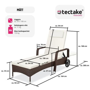 Polyrattan solseng - sort/brun