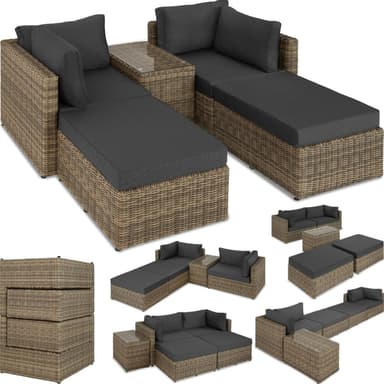 Polyrattan loungesæt med aluminiumstel San Domino - natur