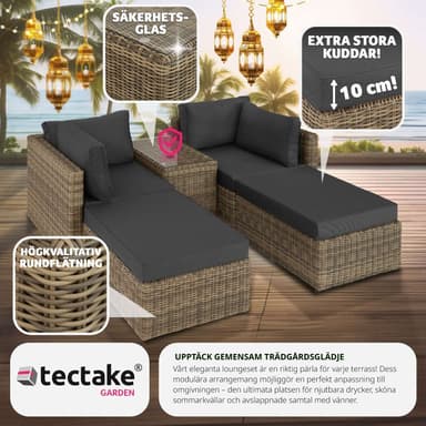 Polyrattan loungesæt med aluminiumstel San Domino - natur