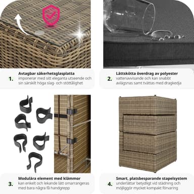 Polyrattan loungesæt med aluminiumstel San Domino - natur