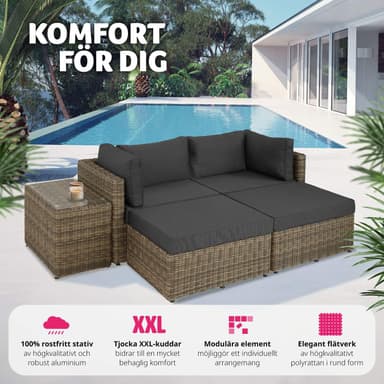 Polyrattan loungesæt med aluminiumstel San Domino - natur