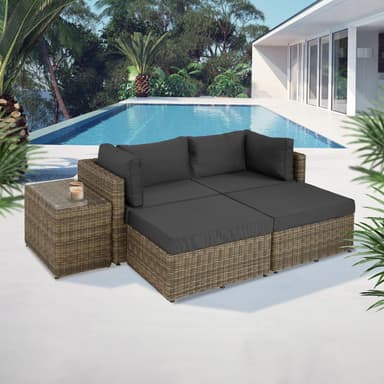 Polyrattan loungesæt med aluminiumstel San Domino - natur