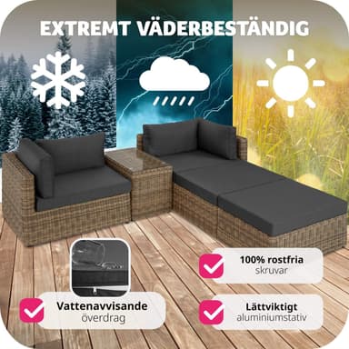 Polyrattan loungesæt med aluminiumstel San Domino - natur