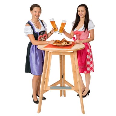 Højt cafebord i massivt træ Ø 78cm - brun