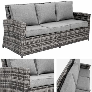 Havemøbelsæt Miami med sofa - sort/grå