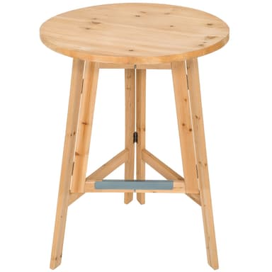 Højt cafebord i massivt træ Ø 78cm - brun