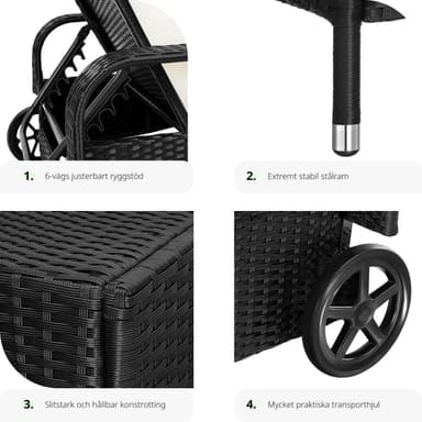 Polyrattan solseng - sort